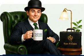Scan N Claim gentleman mascot